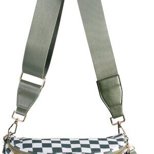 Spacious Checkered Nylon Crossbody Bag Bum Bag Checkered Handbags Wallets for Wo